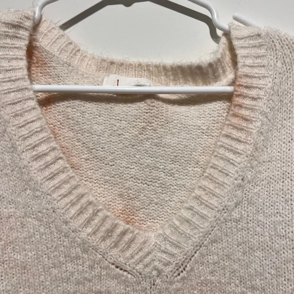 Anthropologie Women’s Cream/Peach Oversized Bell Sleeve Knit V Neck Sweater XL - Picture 4 of 8